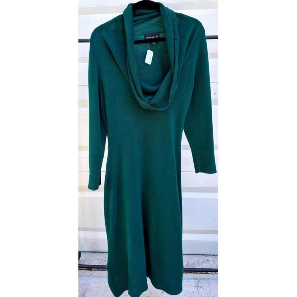 Cozy Green Knit Sweater Dress, XL